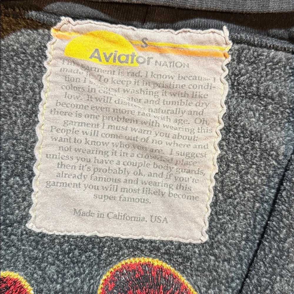 VTG Aviator Nation Venice Embroidered Patch Full Zip Hoodie Charcoal 5 Stripes S - Picture 6 of 7